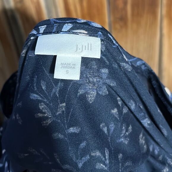 J. Jill top tunic navy blue floral geometric tensel blend Small FIRM on PRICE - Picture 2 of 6